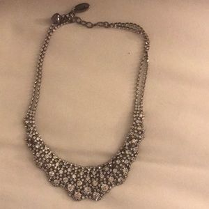 Stone cluster bib style necklace